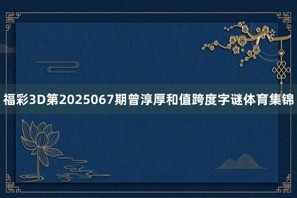 福彩3D第2025067期曾淳厚和值跨度字谜体育集锦