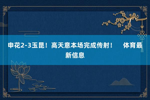 申花2-3玉昆！高天意本场完成传射！    体育最新信息