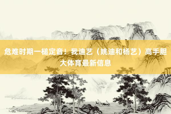 危难时期一槌定音！我迪艺（姚迪和杨艺）高手胆大体育最新信息